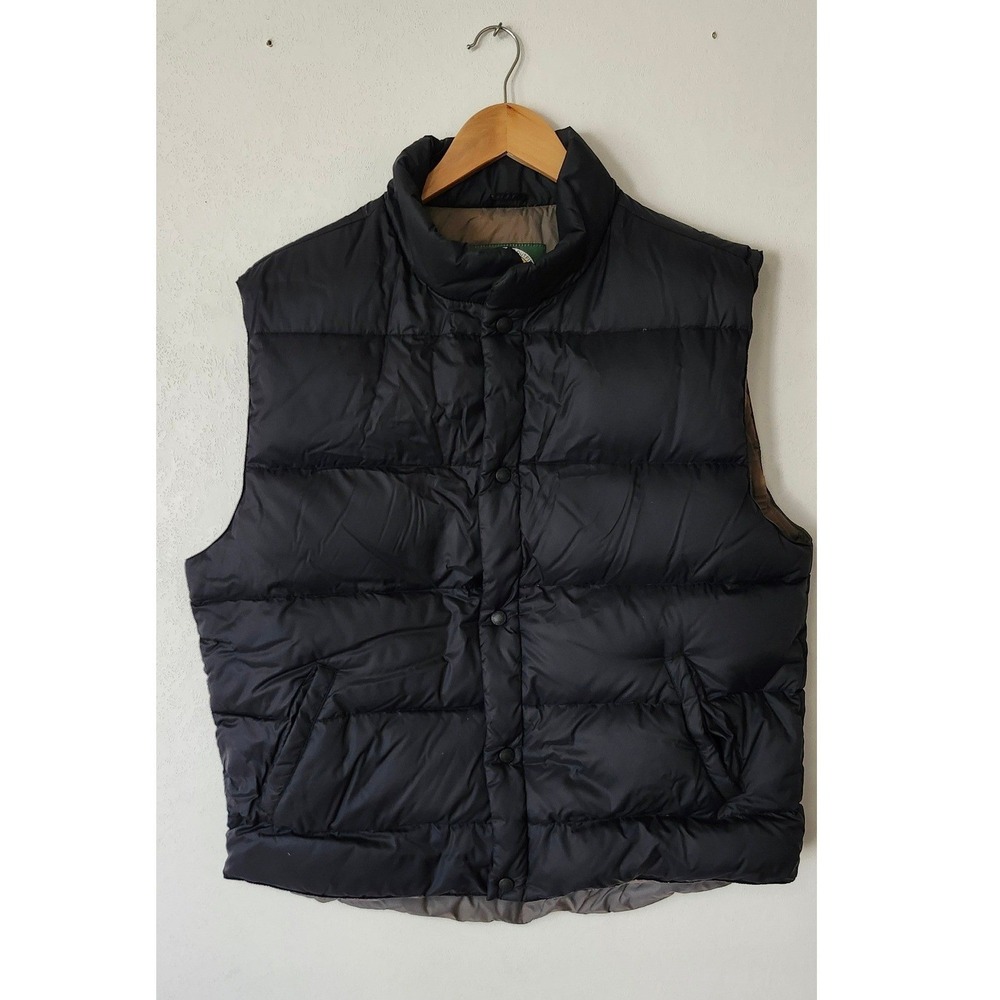 Cabela Mens Goose Down Puffer Vest Navy Blue Premier Northern Large Regular